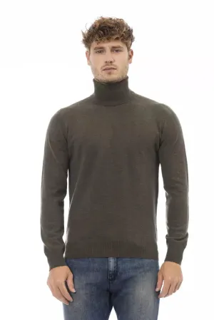 Alpha Studio Elegant Green Turtleneck Sweater for Men