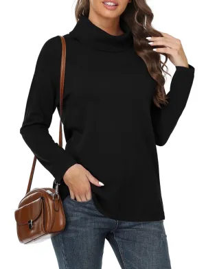 Asklazy Women's Turtleneck Sweater Long Sleeve Cozy Warm Casual Lightweight Soft Pullover Jumper Tops,US Size,Black,M