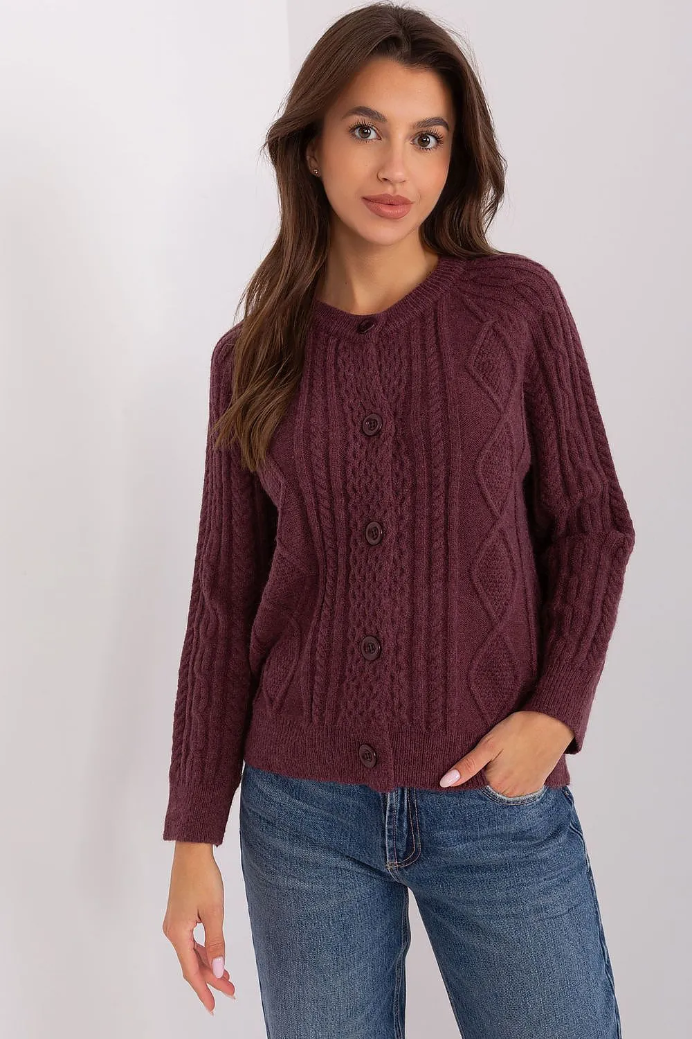 A.T. Textured European Knitted Buttoned Sweater Cardigan