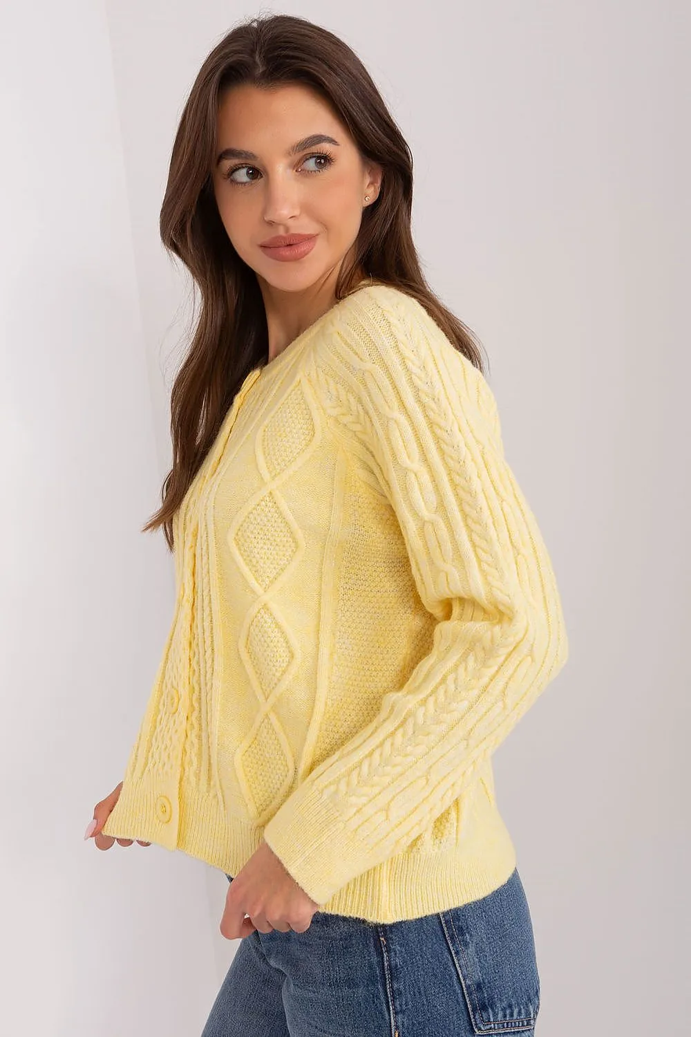 A.T. Textured European Knitted Buttoned Sweater Cardigan