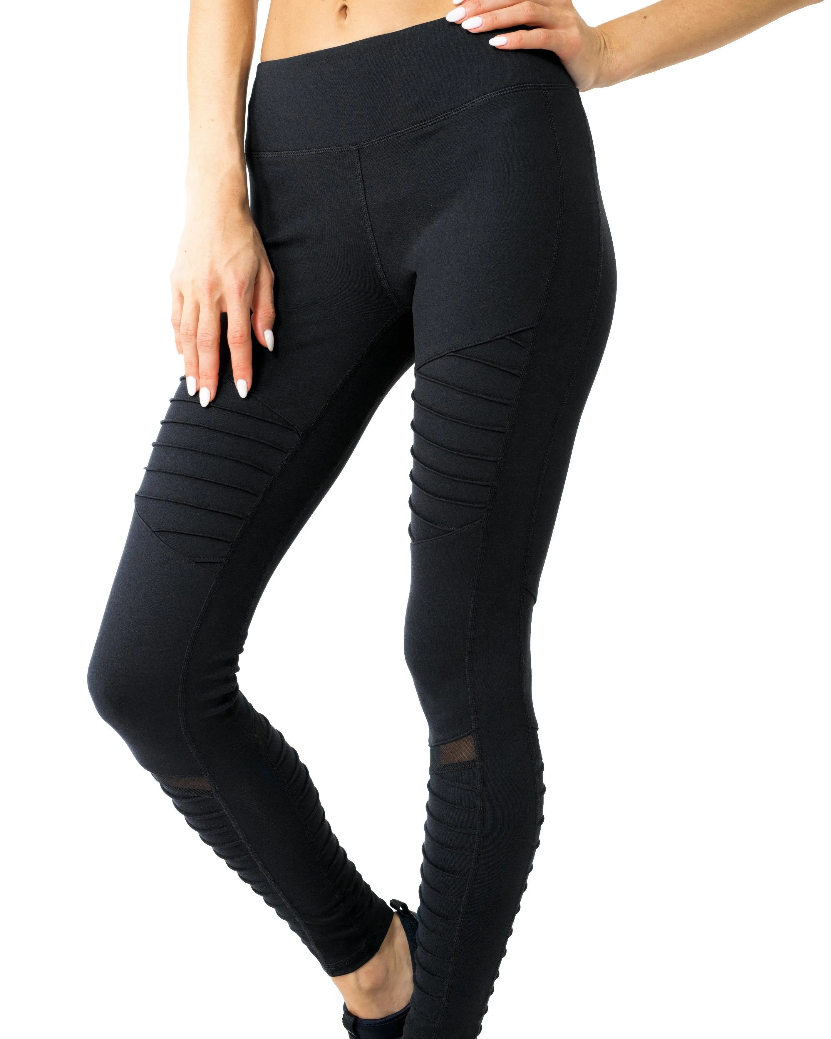 Athletique Low-Waisted Ribbed Leggings- Black