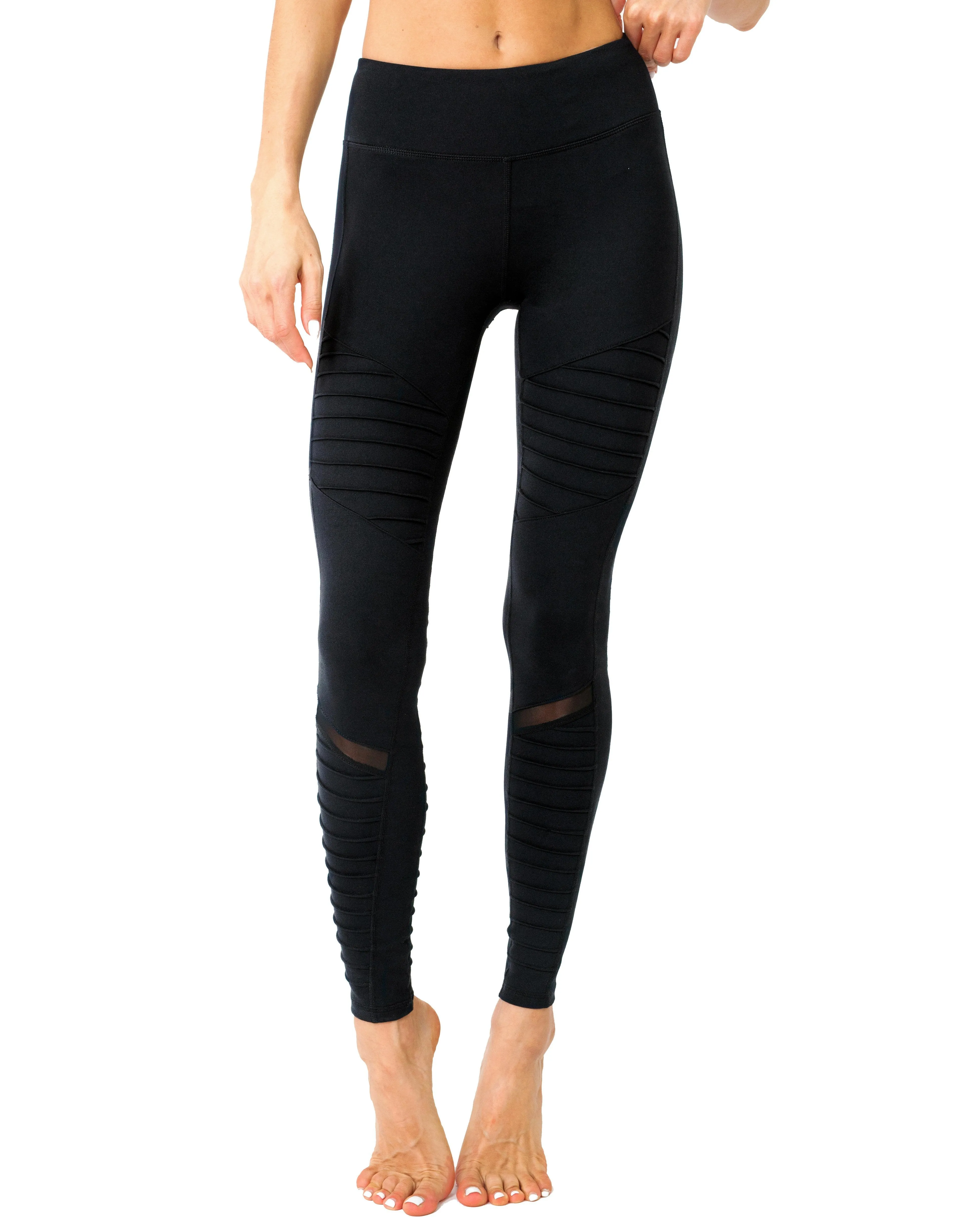 Athletique Low-Waisted Ribbed Leggings- Black