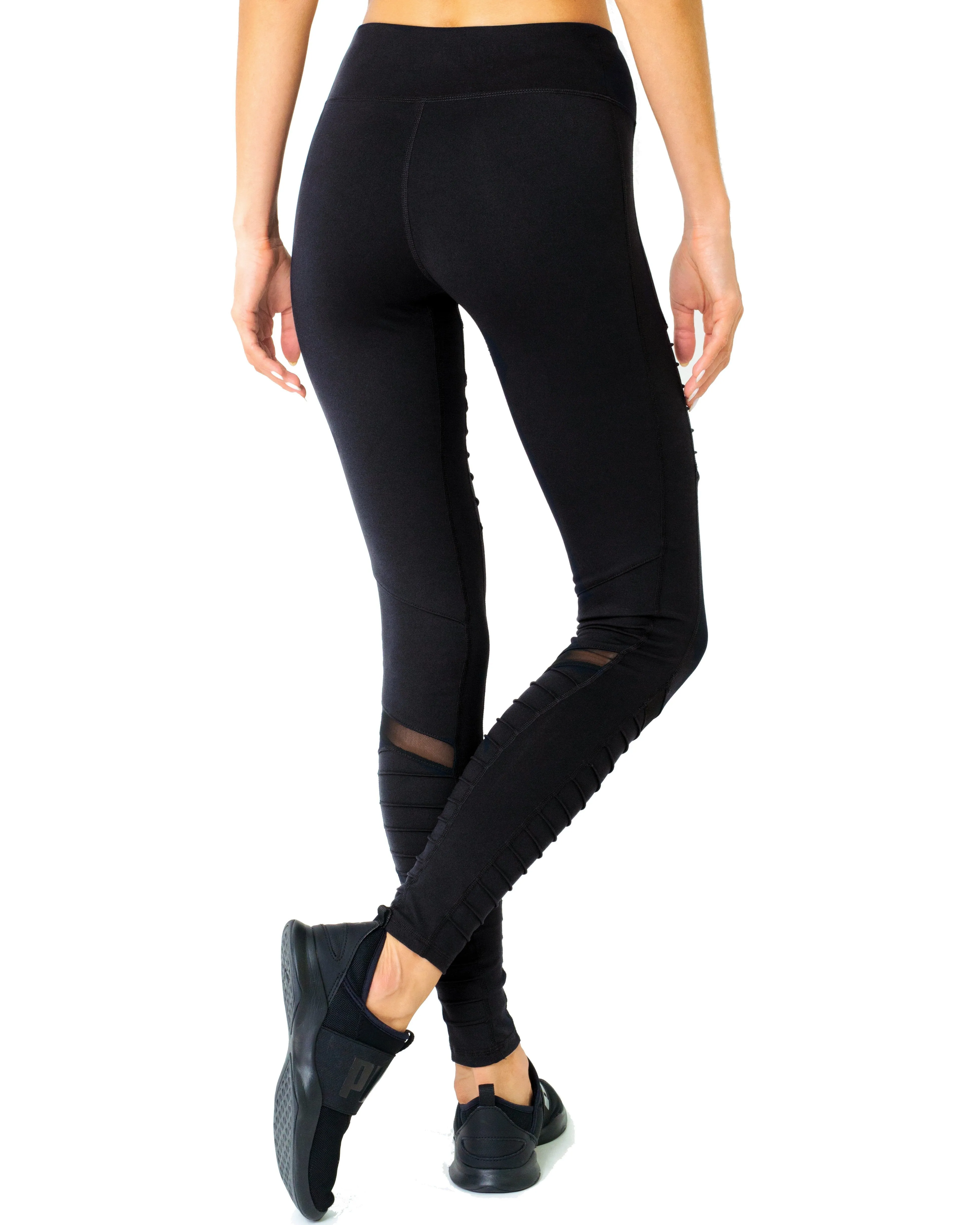 Athletique Low-Waisted Ribbed Leggings- Black