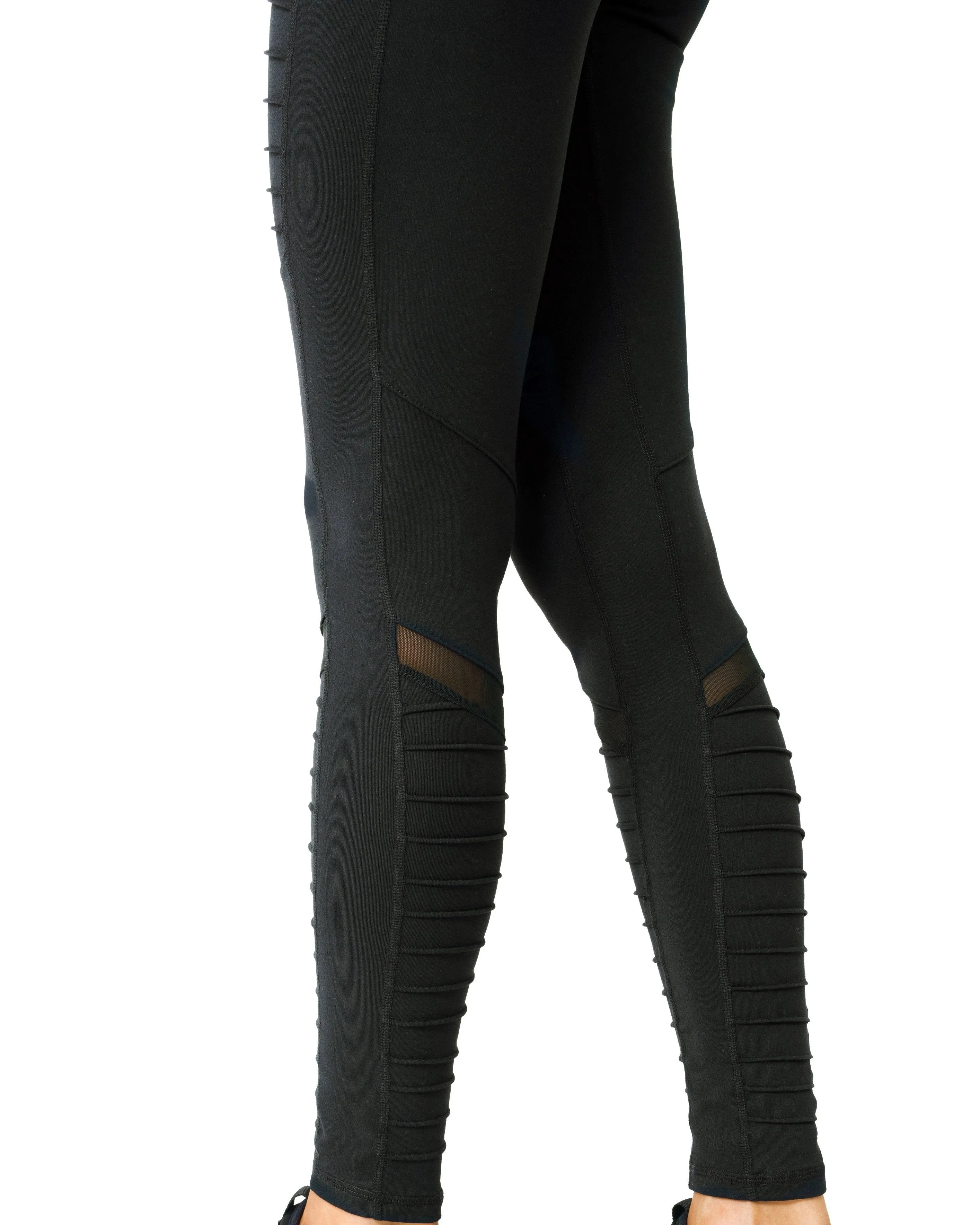 Athletique Low-Waisted Ribbed Leggings- Black