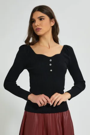 Black Ribbed Top