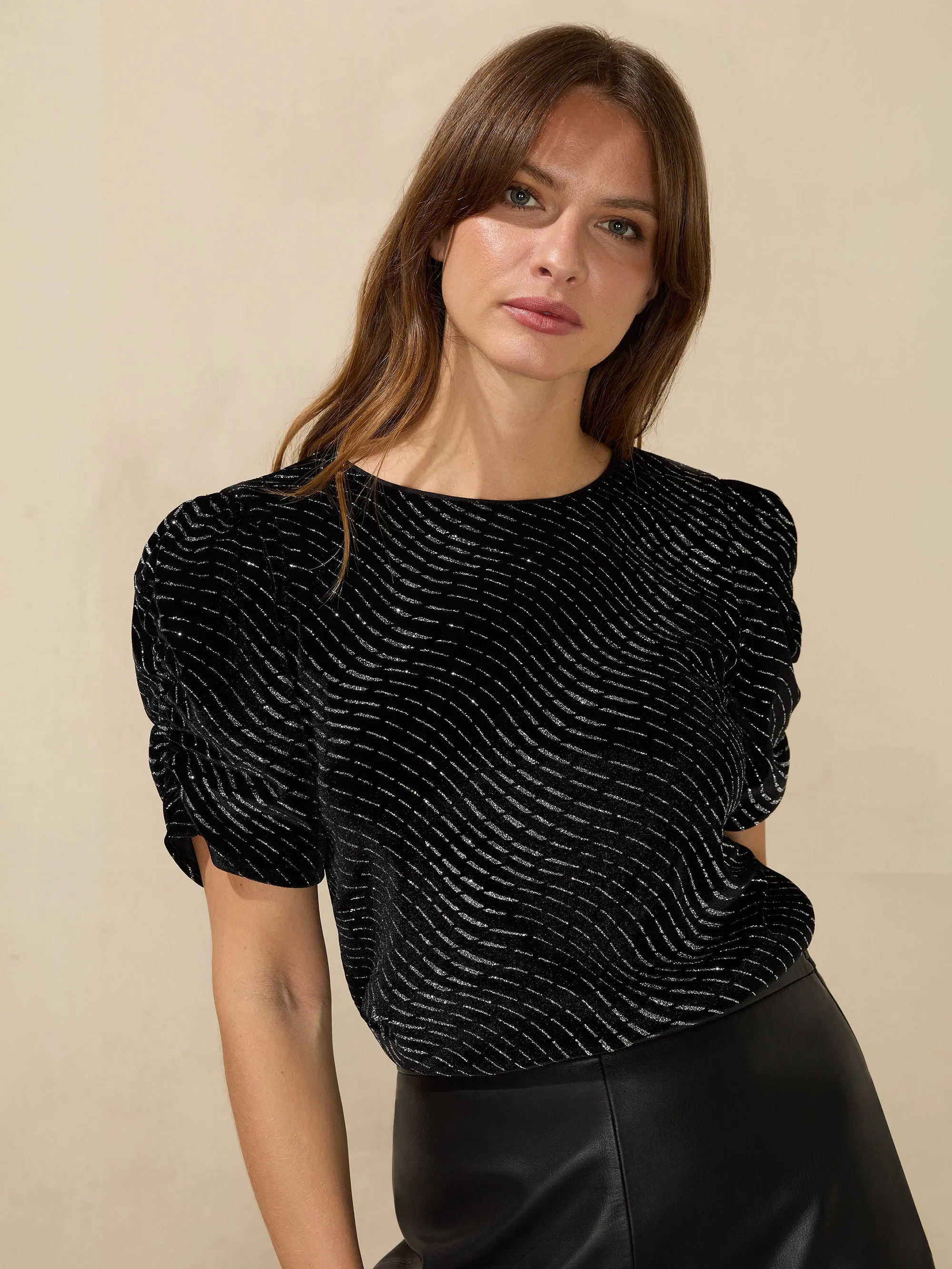 Black Sparkle Velvet Top