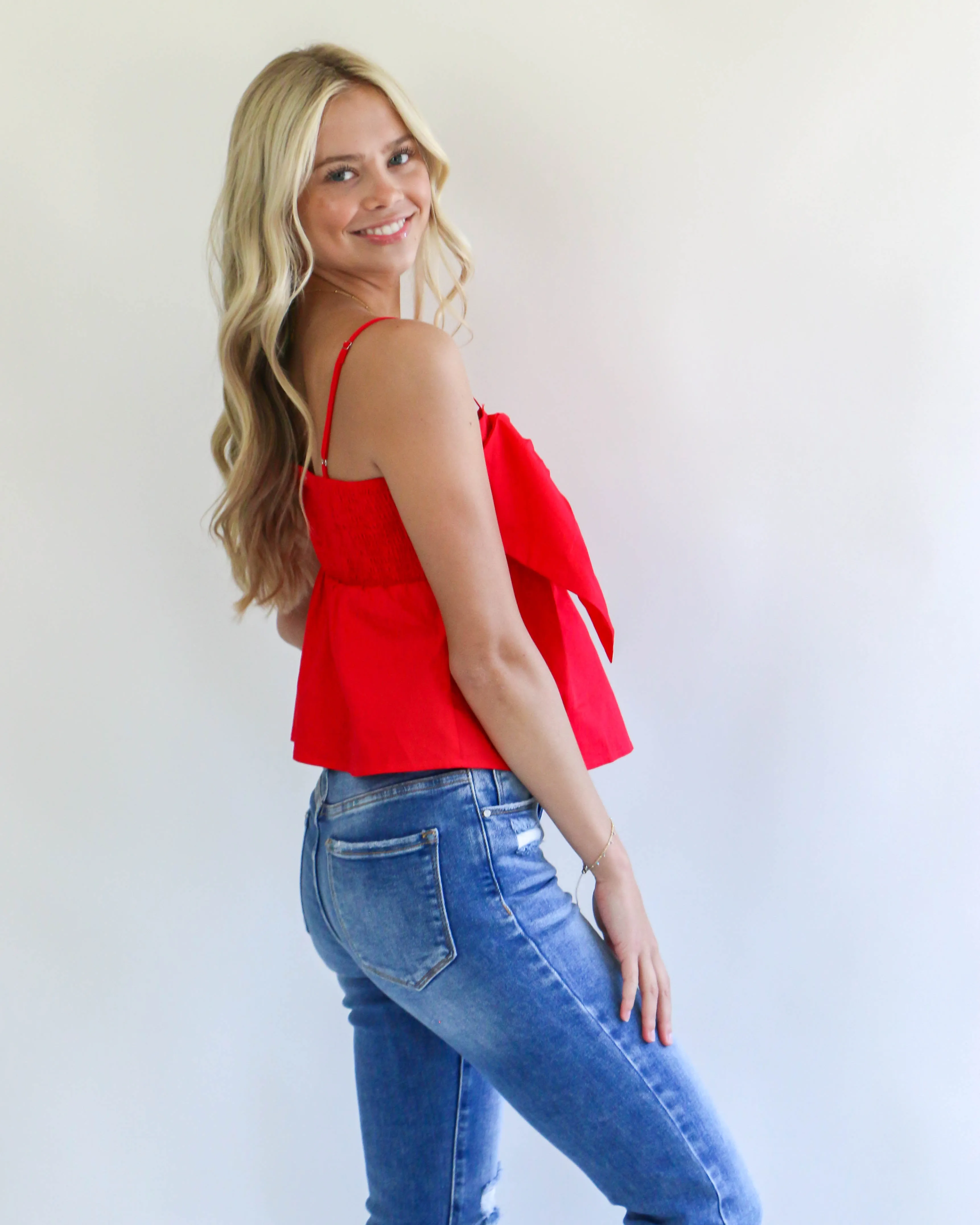 Bow Tie Top in Red