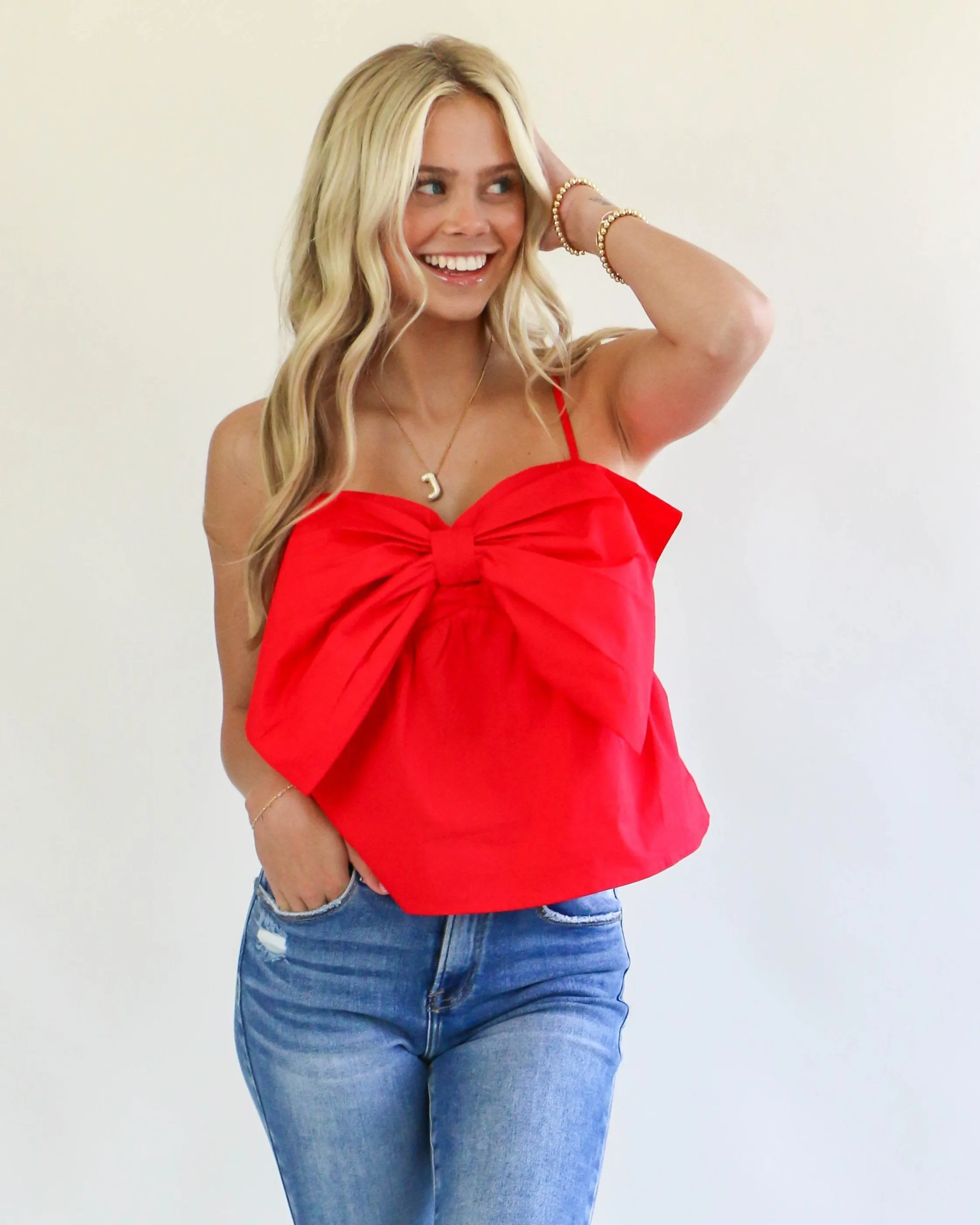 Bow Tie Top in Red