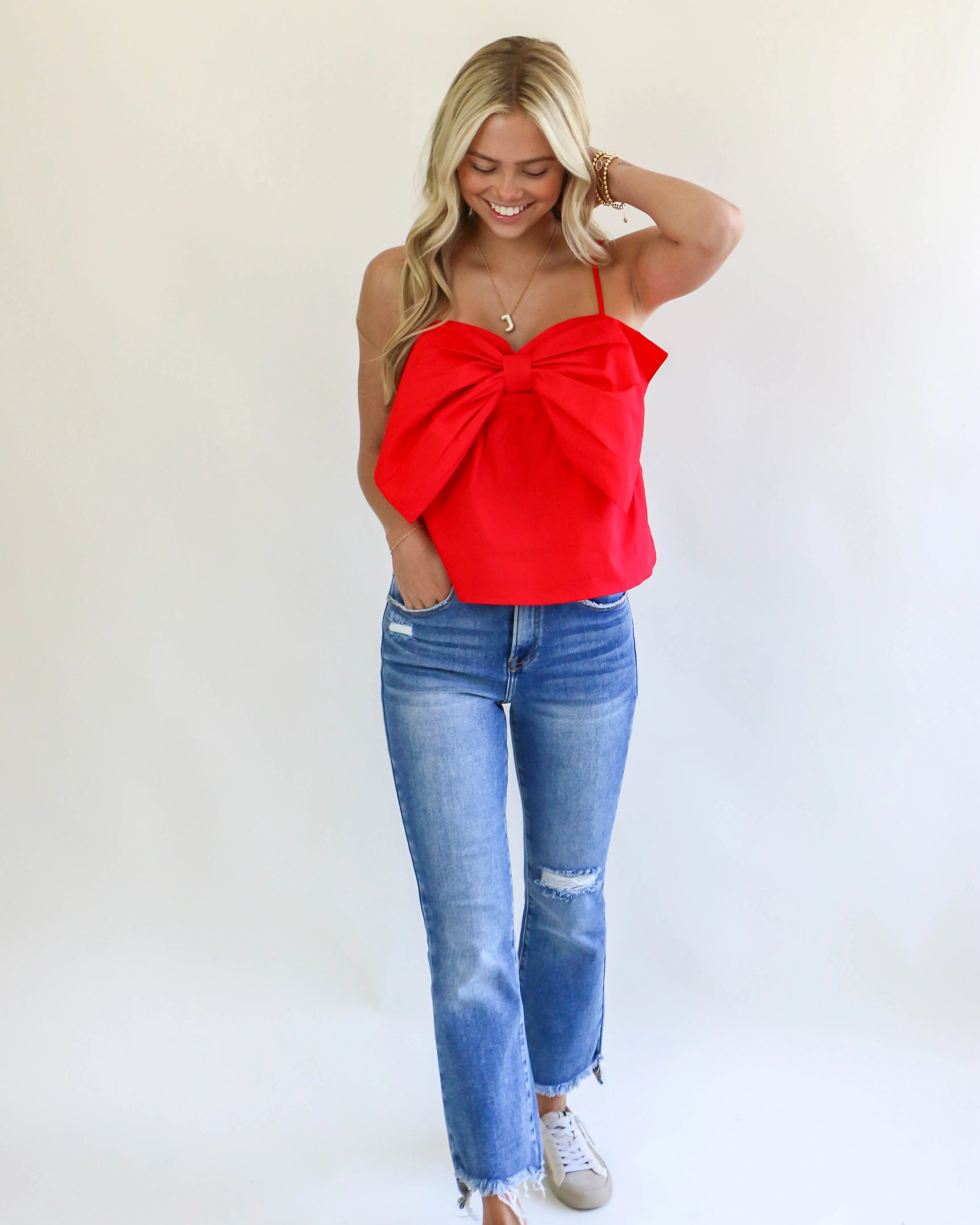 Bow Tie Top in Red