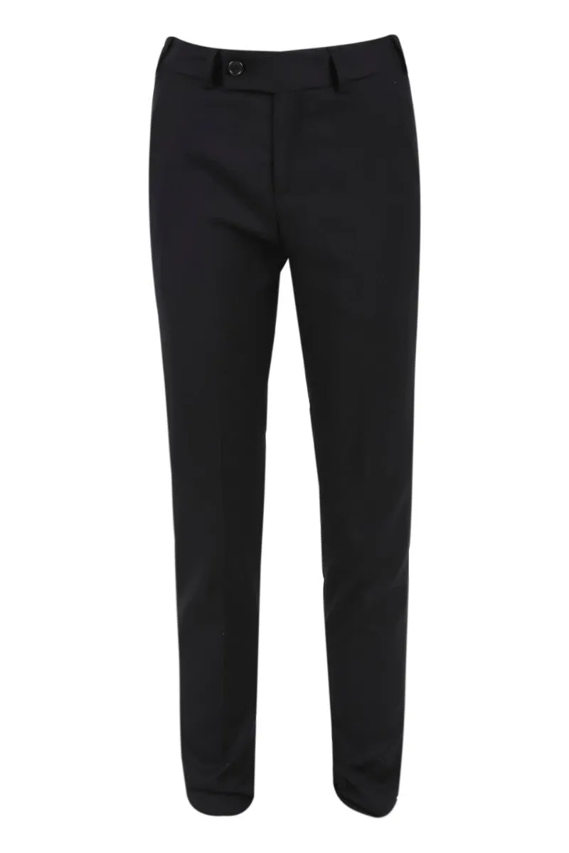 Boys Velvet Tuxedo 5 Piece Dinner Suit - Navy Blue and Black