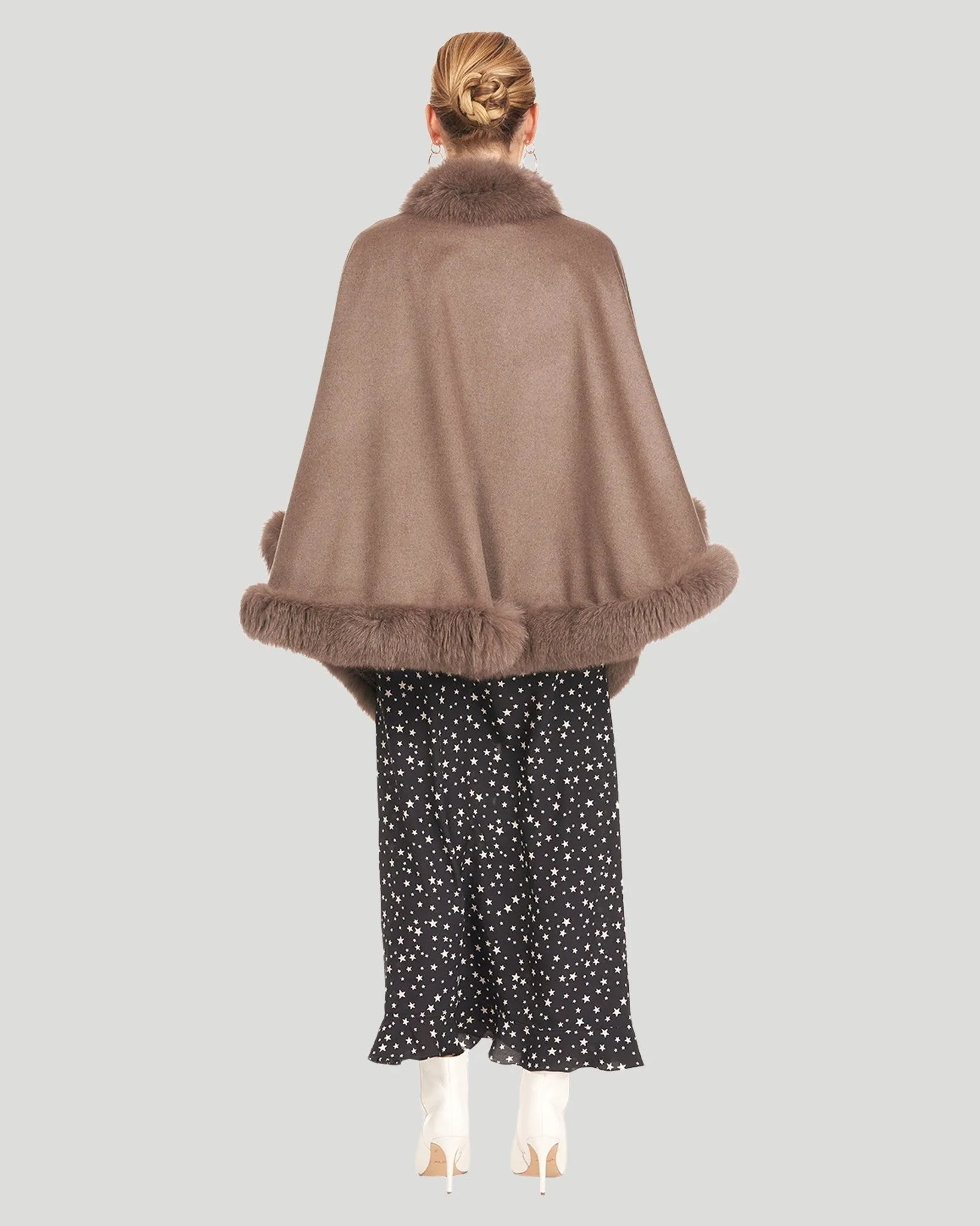 Cashmere Caplet with Fox Trim