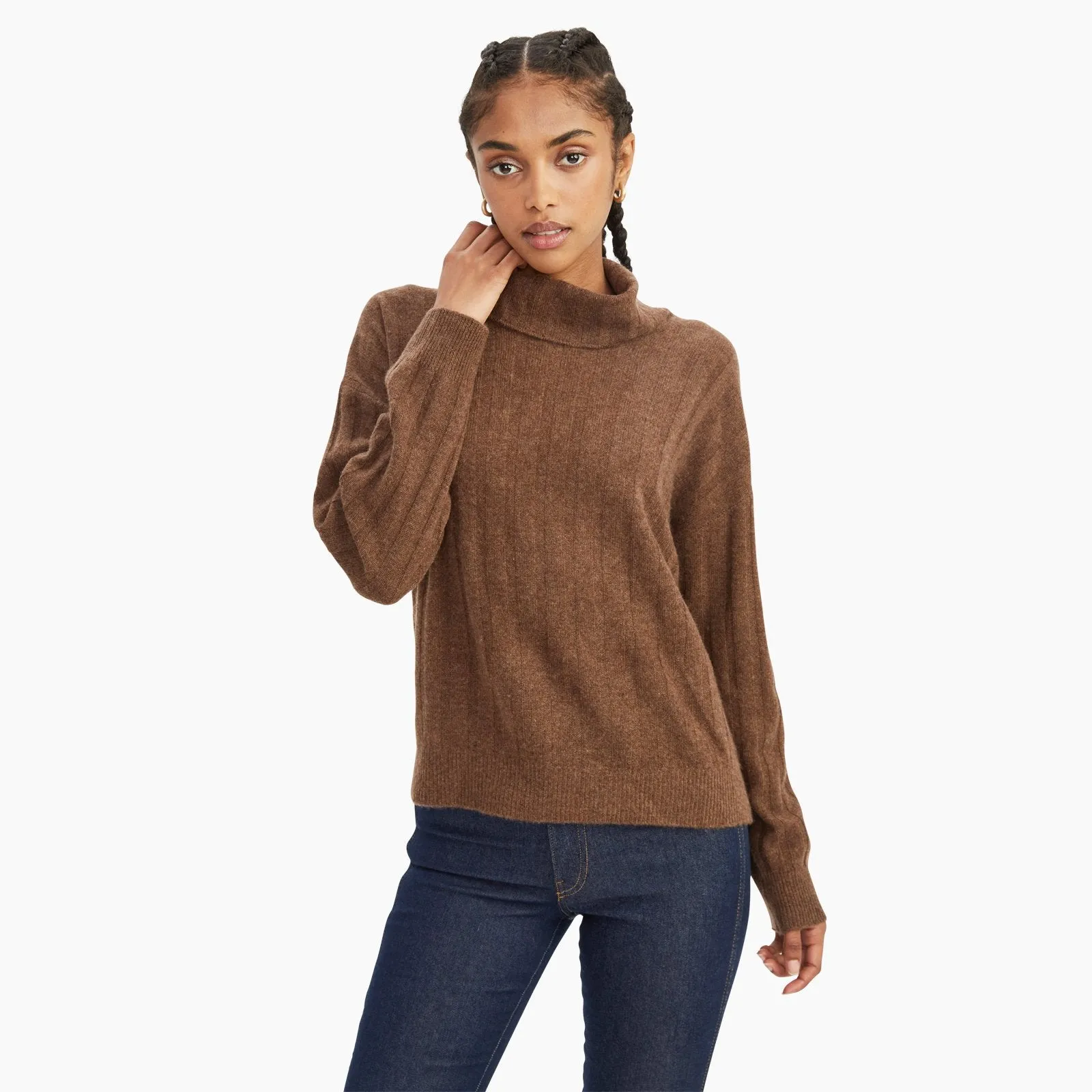 Cashmere Relaxed Ribbed Turtleneck