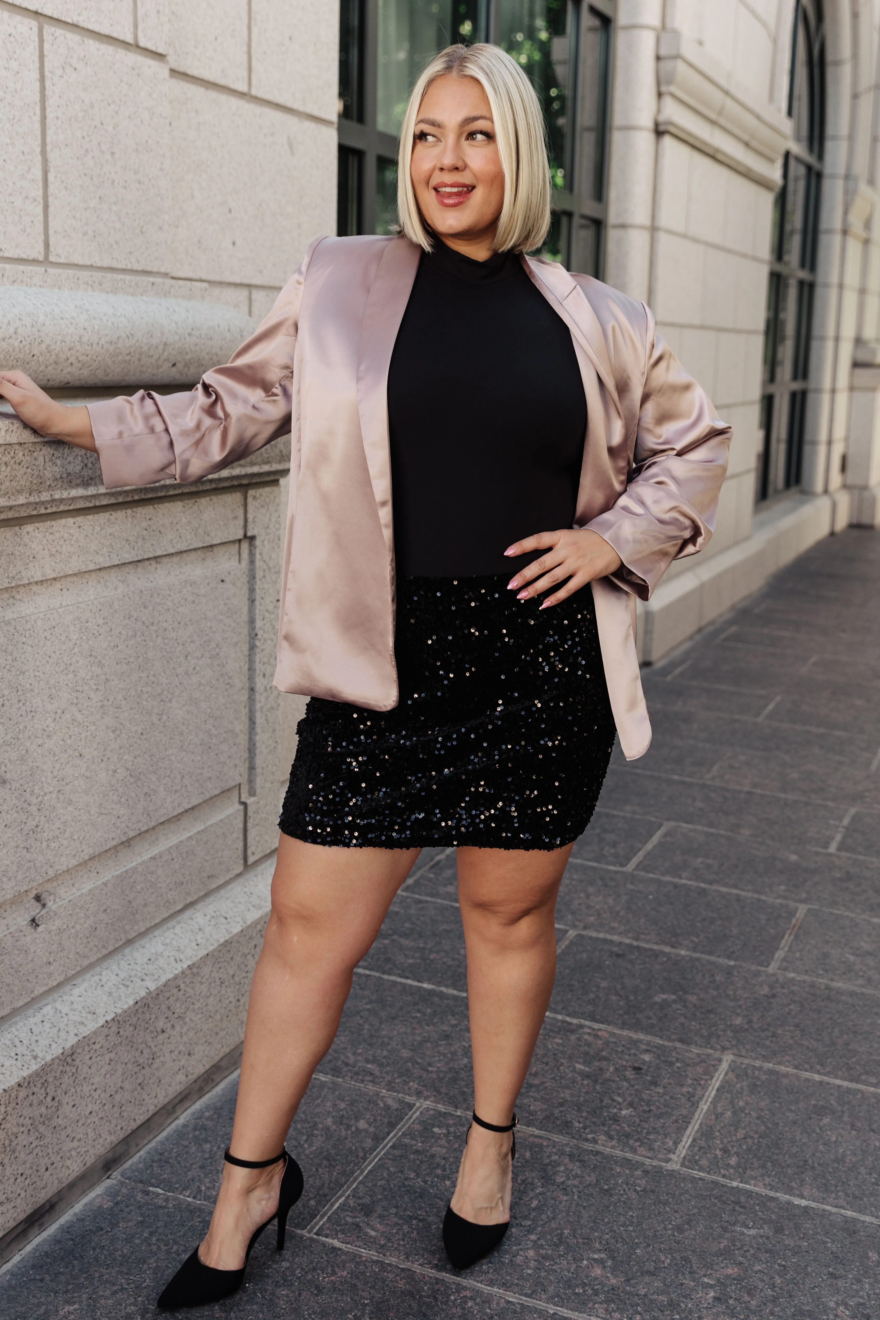 Champagne and Roses Satin Blazer - EE Some