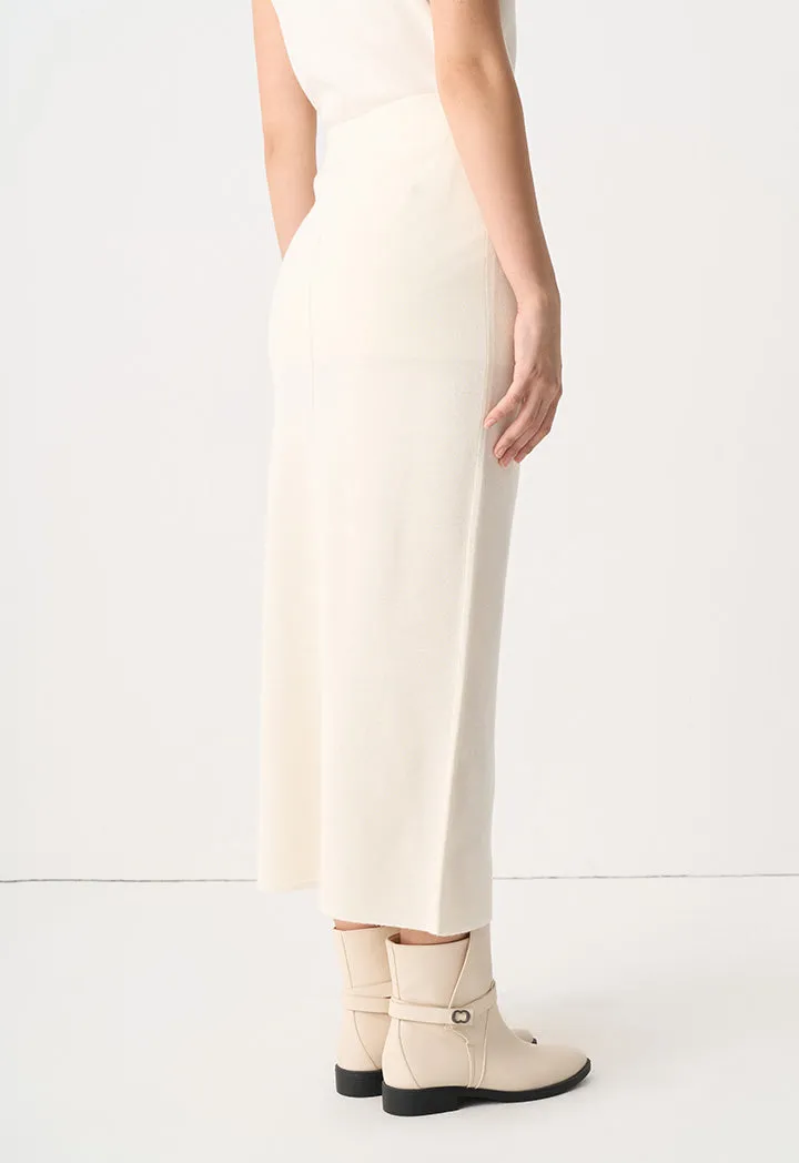 Choice Knitted Straight Pin Tuck Skirt Cream