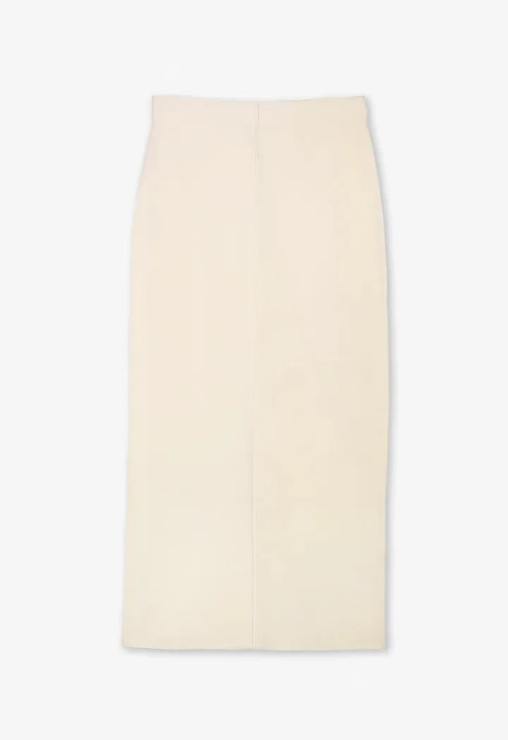 Choice Knitted Straight Pin Tuck Skirt Cream