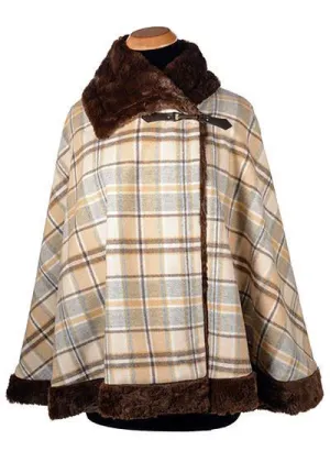 Classic Cape, Reversible - Wool Plaid with Cuddly Faux Fur (Daybreak Only!)