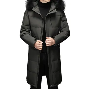 CLEARANCE / Warm Long White Duck Down Parkas for Men / Winter Down Hooded Coat