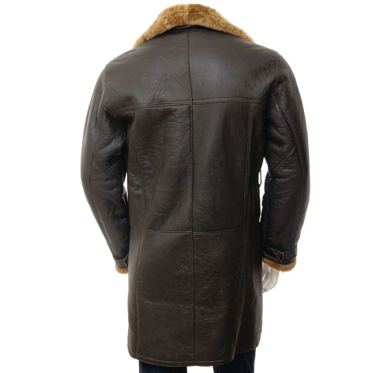 Dark Brown Shearling Leather Coat Men