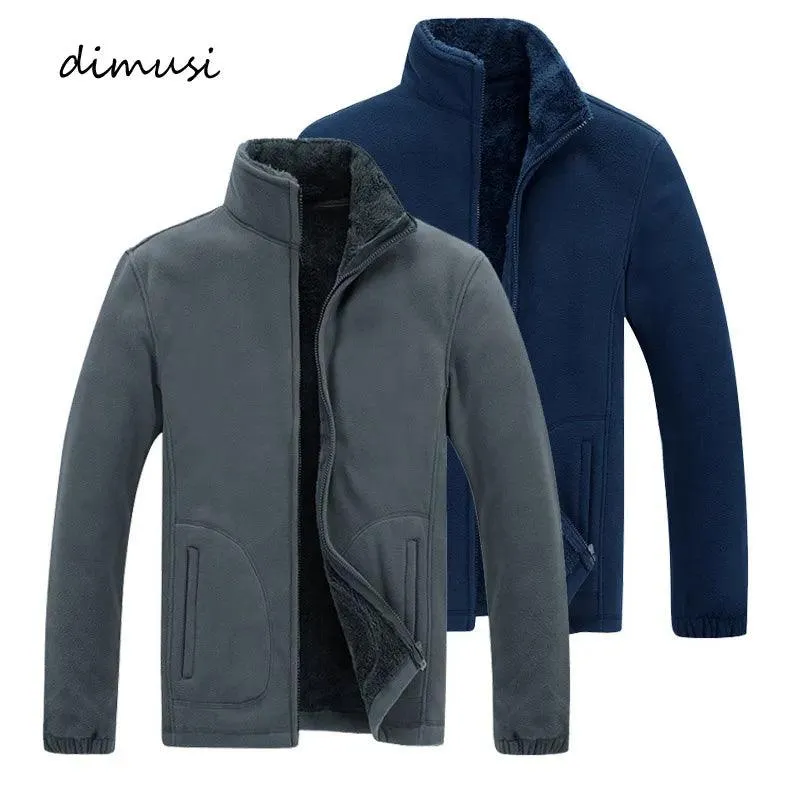 DIMUSI Winter Mens Softshell Fleece Jackets Casual Men Thick Warm Sweatshirt Man Thermal Solid Color Hoodies Coats Clothing 7XL