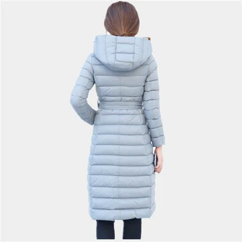 Fashion 2017 New Design Winter Ladies Duck Down Jackets Women Polka Parkas High Collar Long Winter Warm Casual Coat  Down-jacket