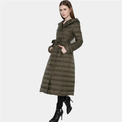 Fashion 2017 New Design Winter Ladies Duck Down Jackets Women Polka Parkas High Collar Long Winter Warm Casual Coat  Down-jacket