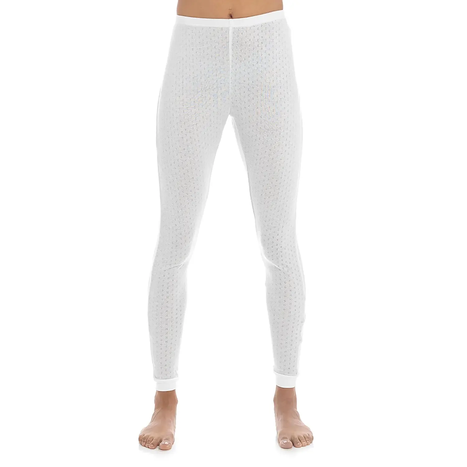 Ladies Thermal Leggings White Pointelle Extra Warm Base Layer