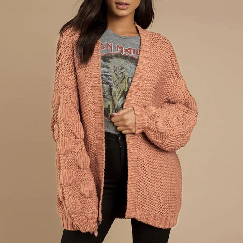 Lantern Sleeves Loose Knitted Sweater Cardigan