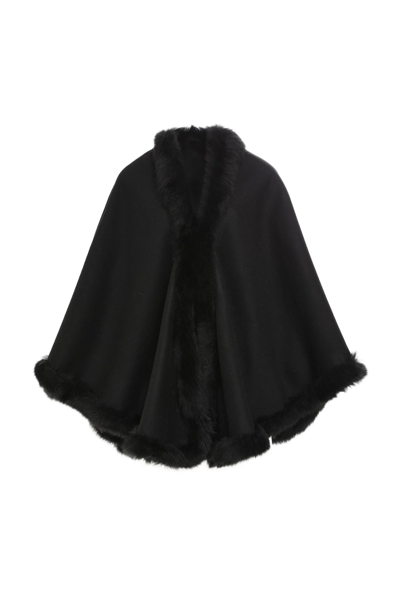 Loro Piana Cashmere & Wool Cape with Merinillo Shearling Lamb Trim