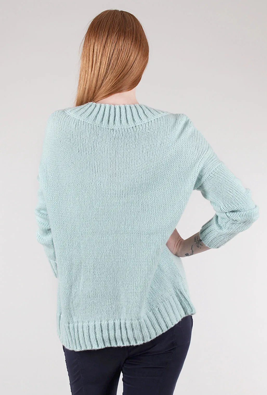 Mara Split-Neck Crew, Mint