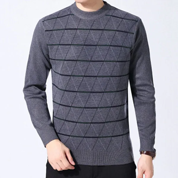 Mens Business Style Lattice Knitted Pullovers