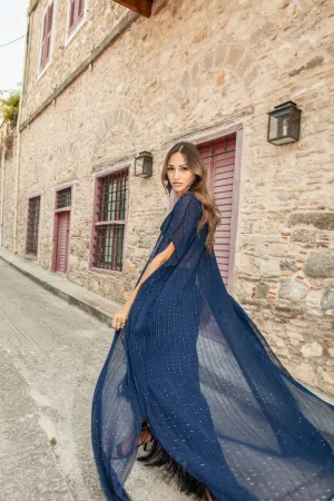 Navy Sequined Maxi Duster