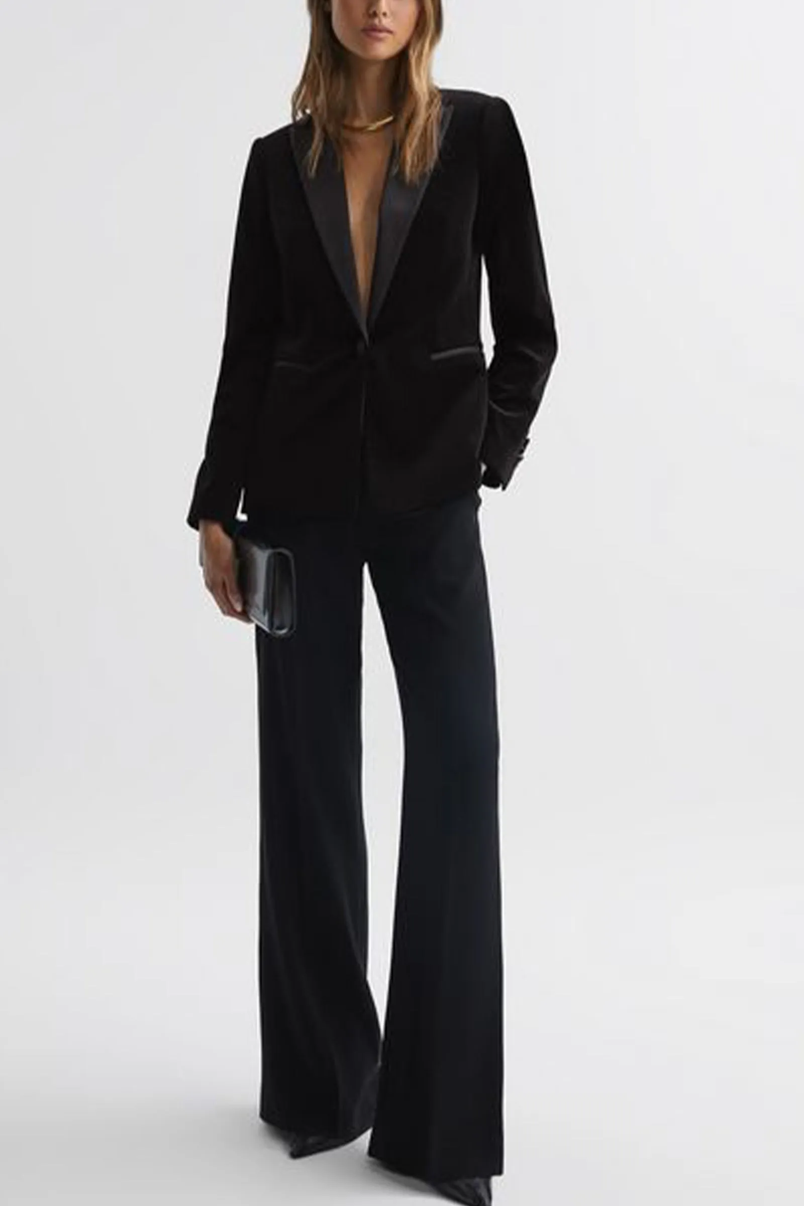 Opal Fitted Velvet Single Breasted Suit Blazer