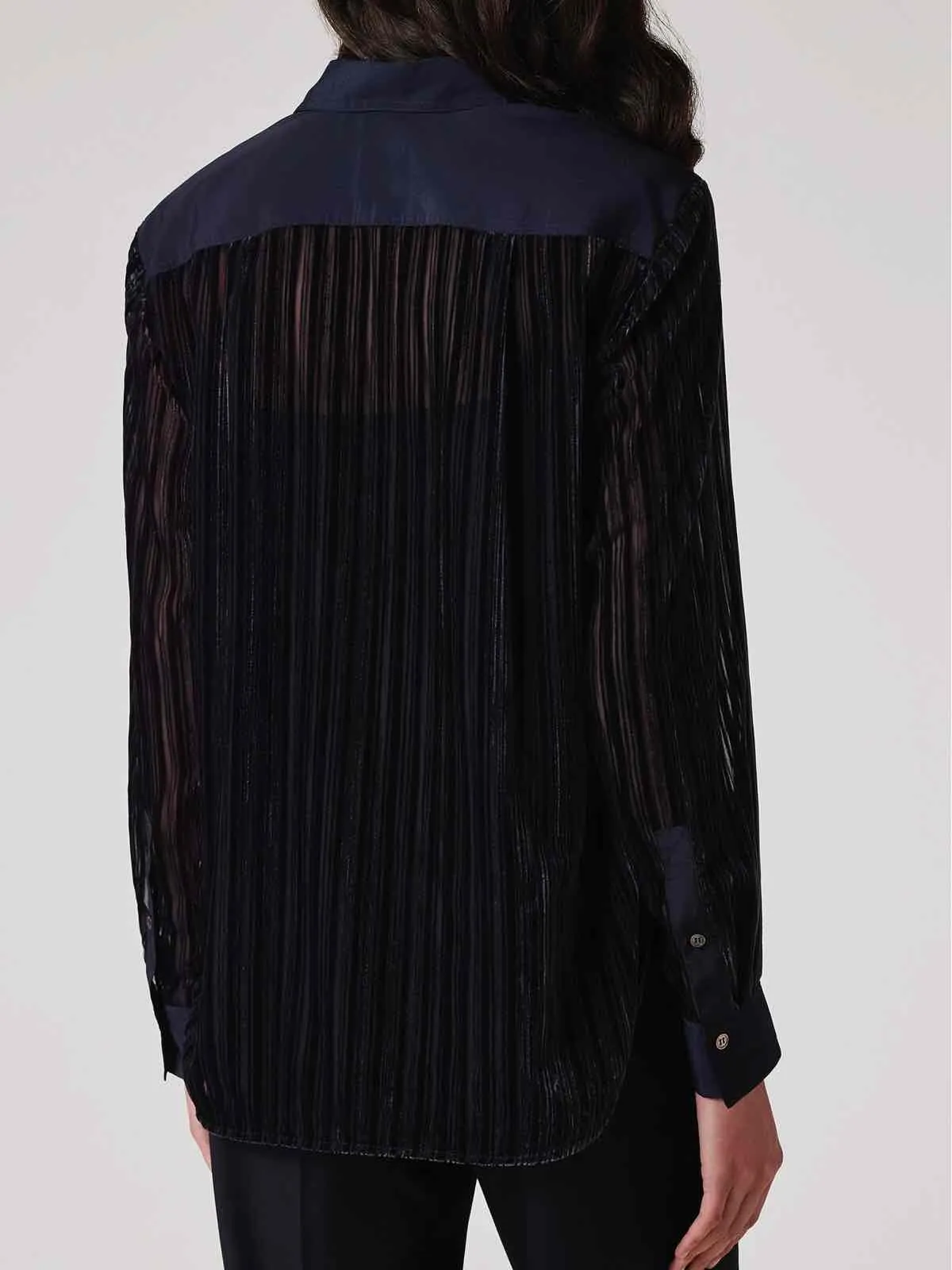 Paul Smith Women's Navy 'Shadow Stripe' Velvet Shirt