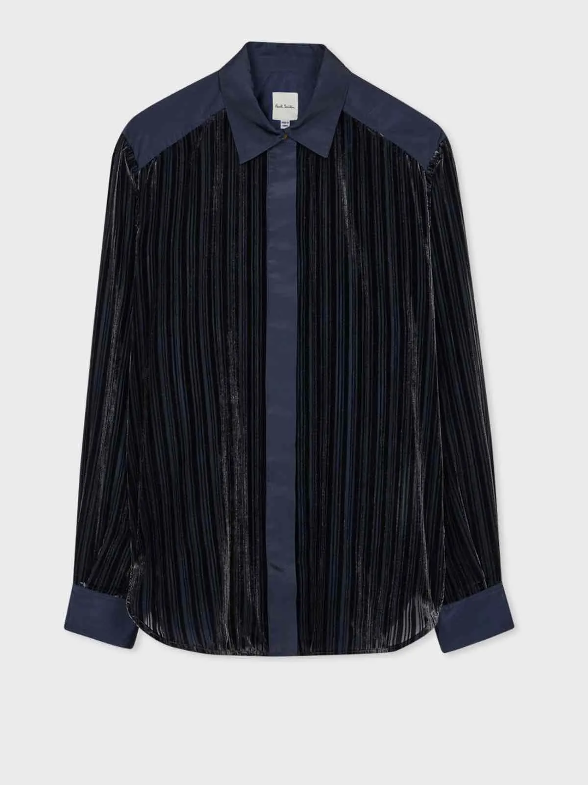 Paul Smith Women's Navy 'Shadow Stripe' Velvet Shirt