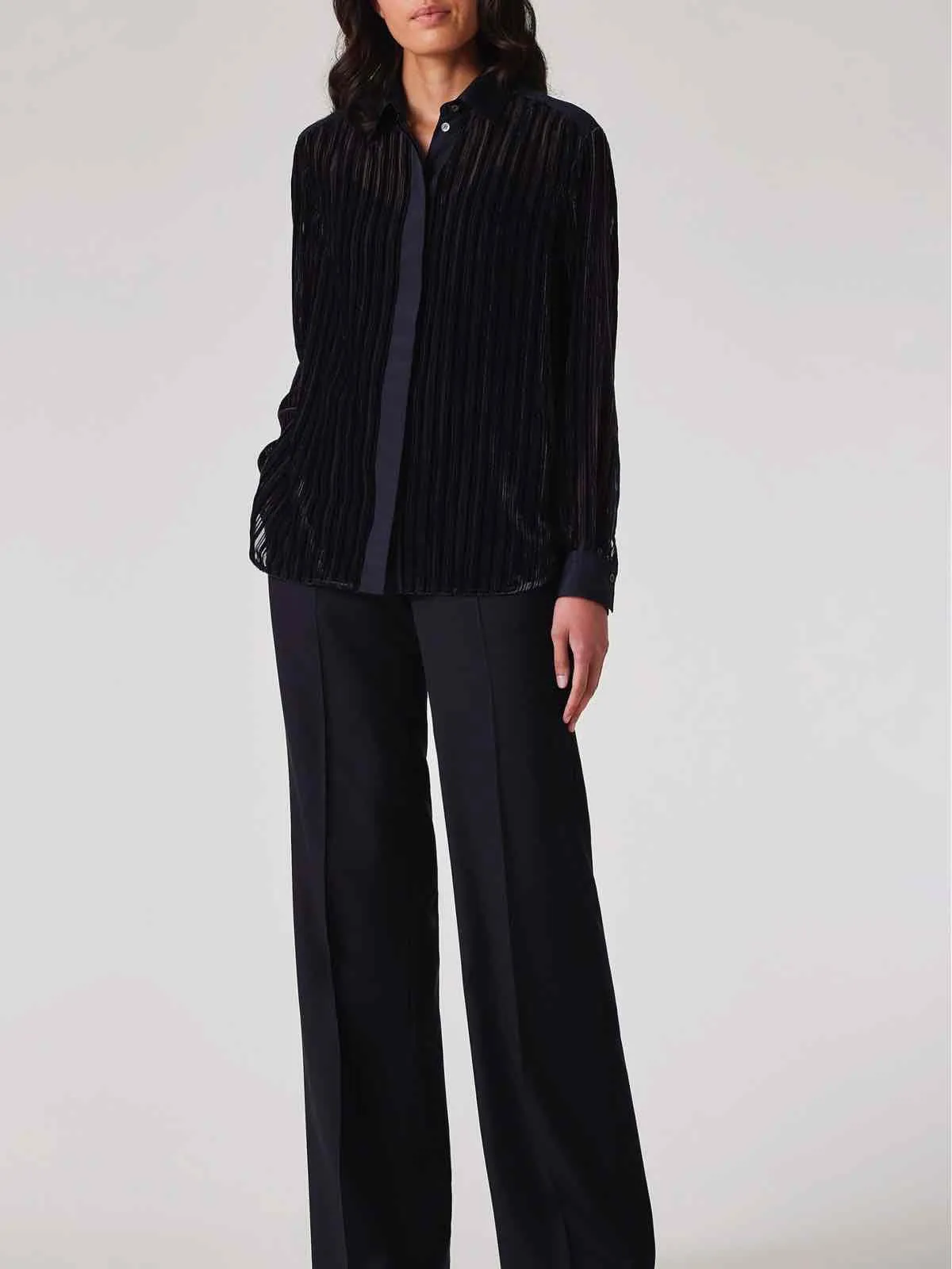 Paul Smith Women's Navy 'Shadow Stripe' Velvet Shirt