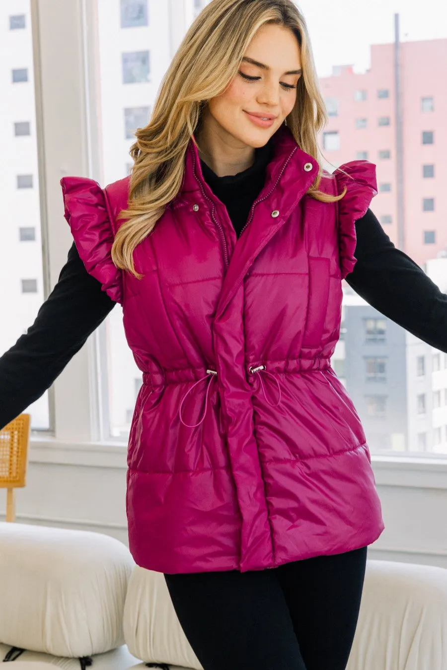 Pep in Your Step Puffer Vest - Magenta