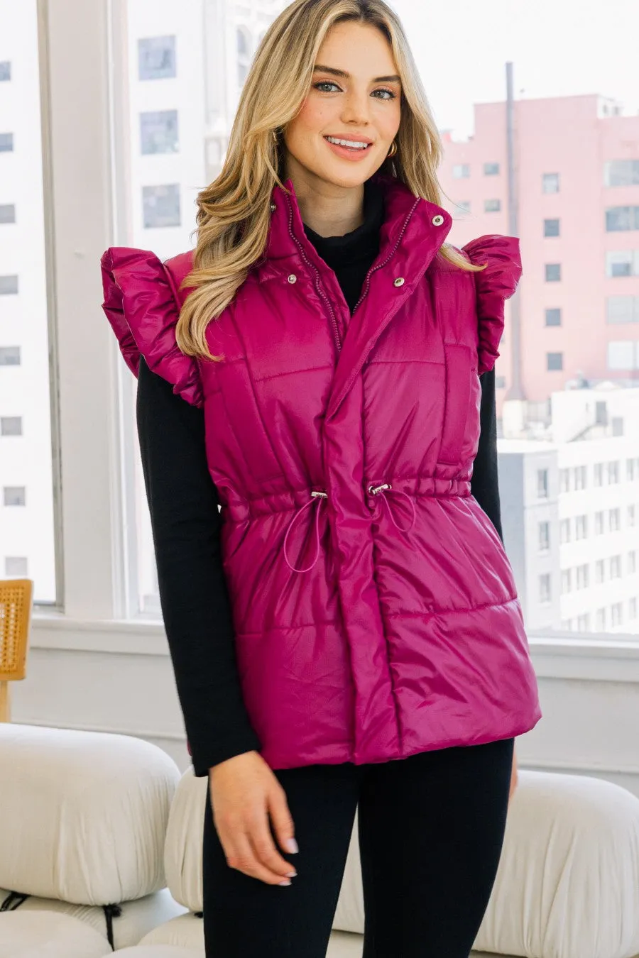 Pep in Your Step Puffer Vest - Magenta