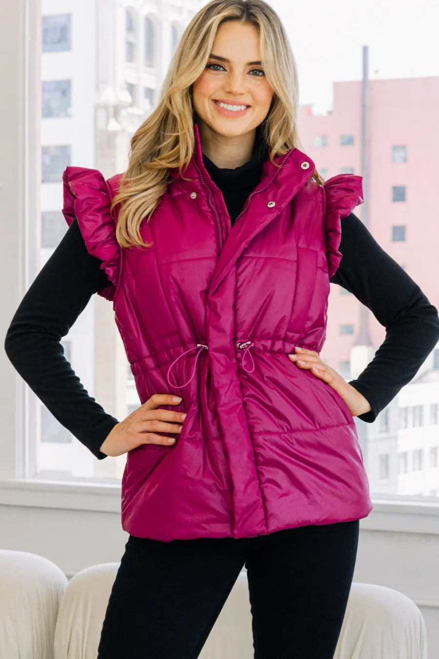 Pep in Your Step Puffer Vest - Magenta