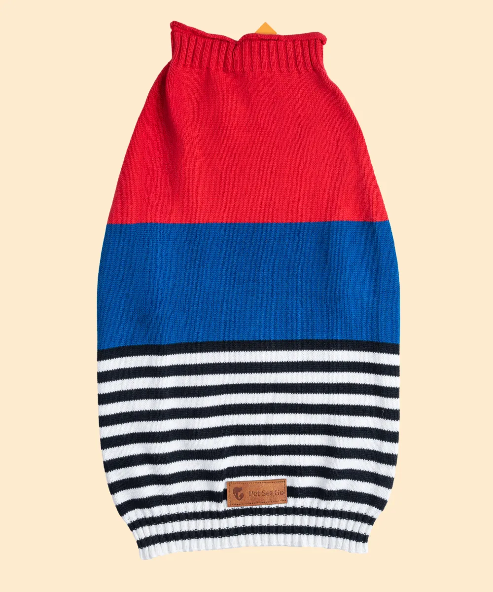 Red-blue Striped Sweater