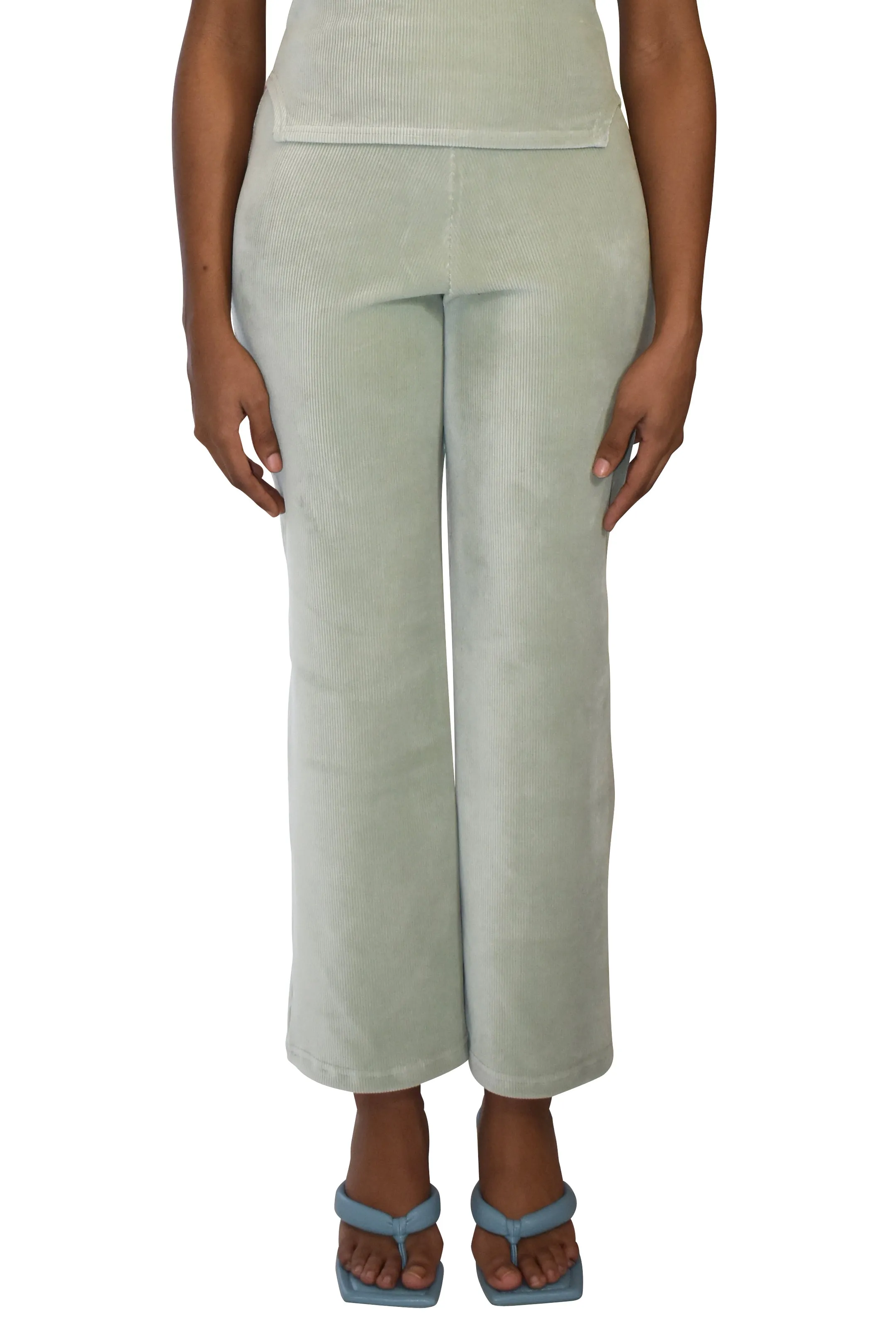 Rib Cotton Velvet Mix 'Manu' Trousers Seafoam