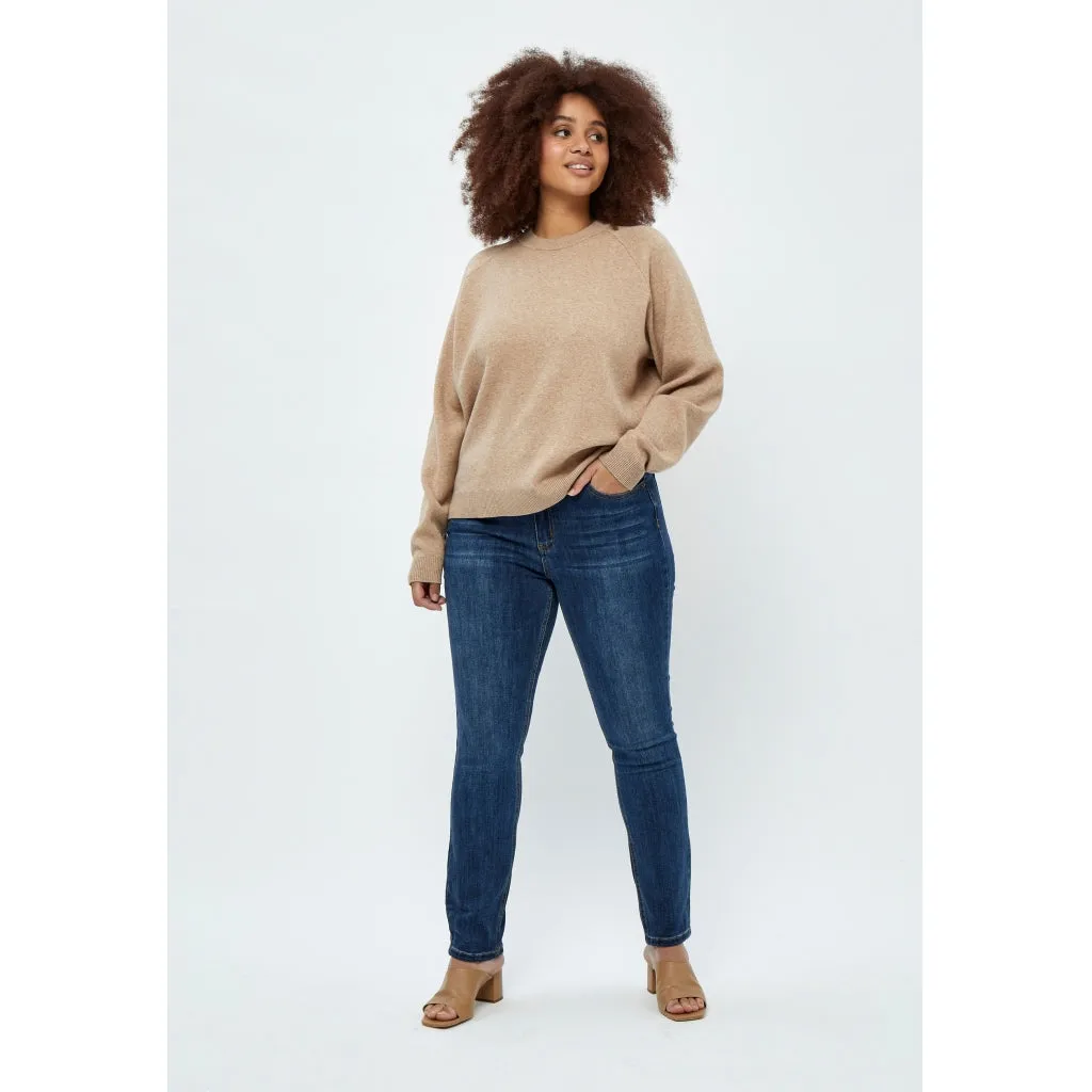 Rosalia Mock Neck Knit Pullover Curve - Brazilian Sand Melange