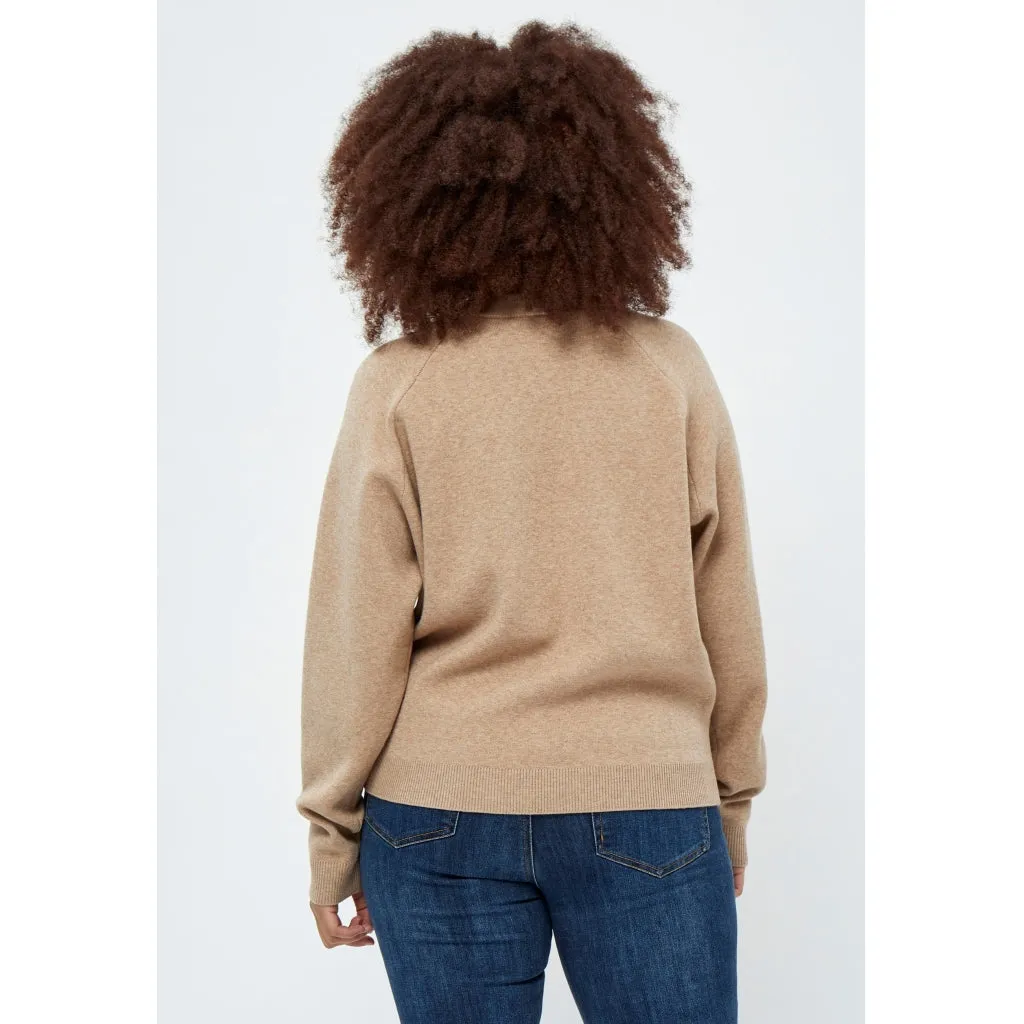 Rosalia Mock Neck Knit Pullover Curve - Brazilian Sand Melange