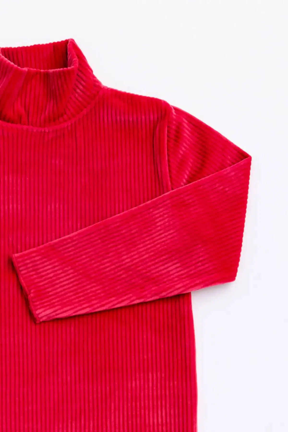 SALE - Ribbed Velour Turtleneck_Bright Pink