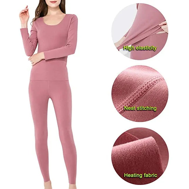 Sidiou Group Anniou Seamless Thermal Underwear Set Long Sleeve Top & Leggings Elastic Soft Warm Comfortable Plus Size Women's Underwear