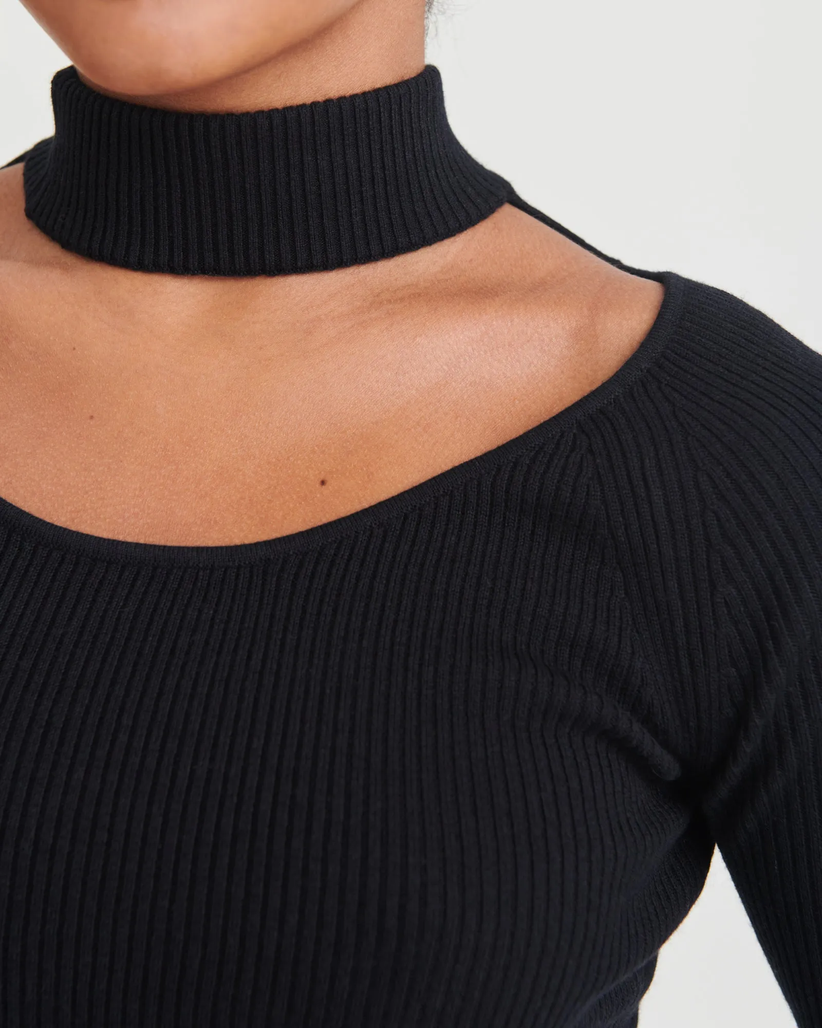 Silk Cashmere Cutout Turtleneck