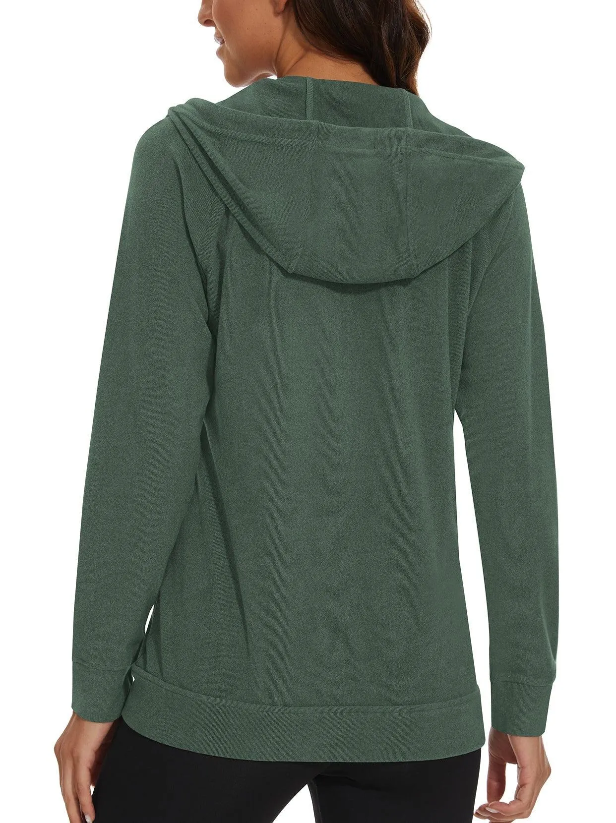 SOcomfi™ Green Full-zip Hooded Jacket with Pockets for Women