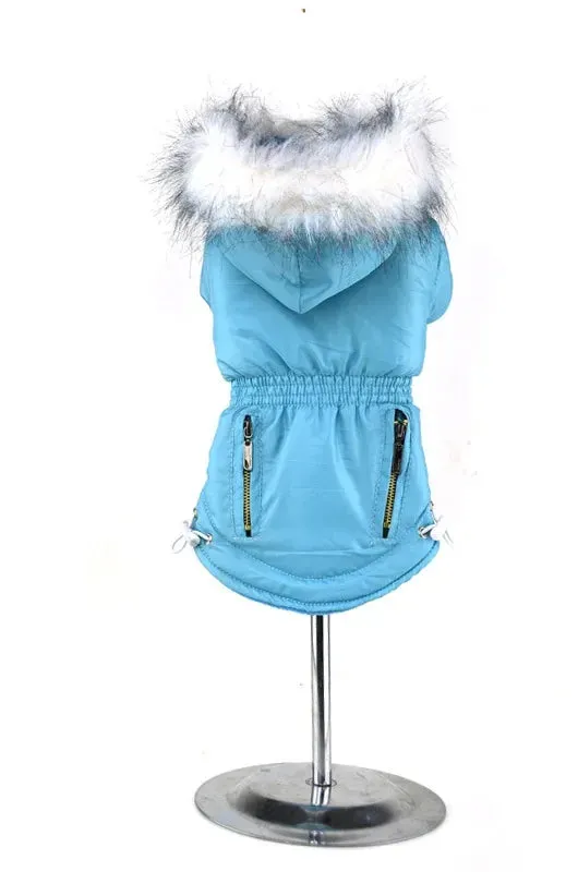 Stay Warm and Stylish with Pet Autumn and Winter Coats: Hooded Casual Warm Fur Collar Dog Clothing with Two-Legged Teddy Cotton Jacket - The Ultimate Choice for a Cozy Winter Wardrobe!