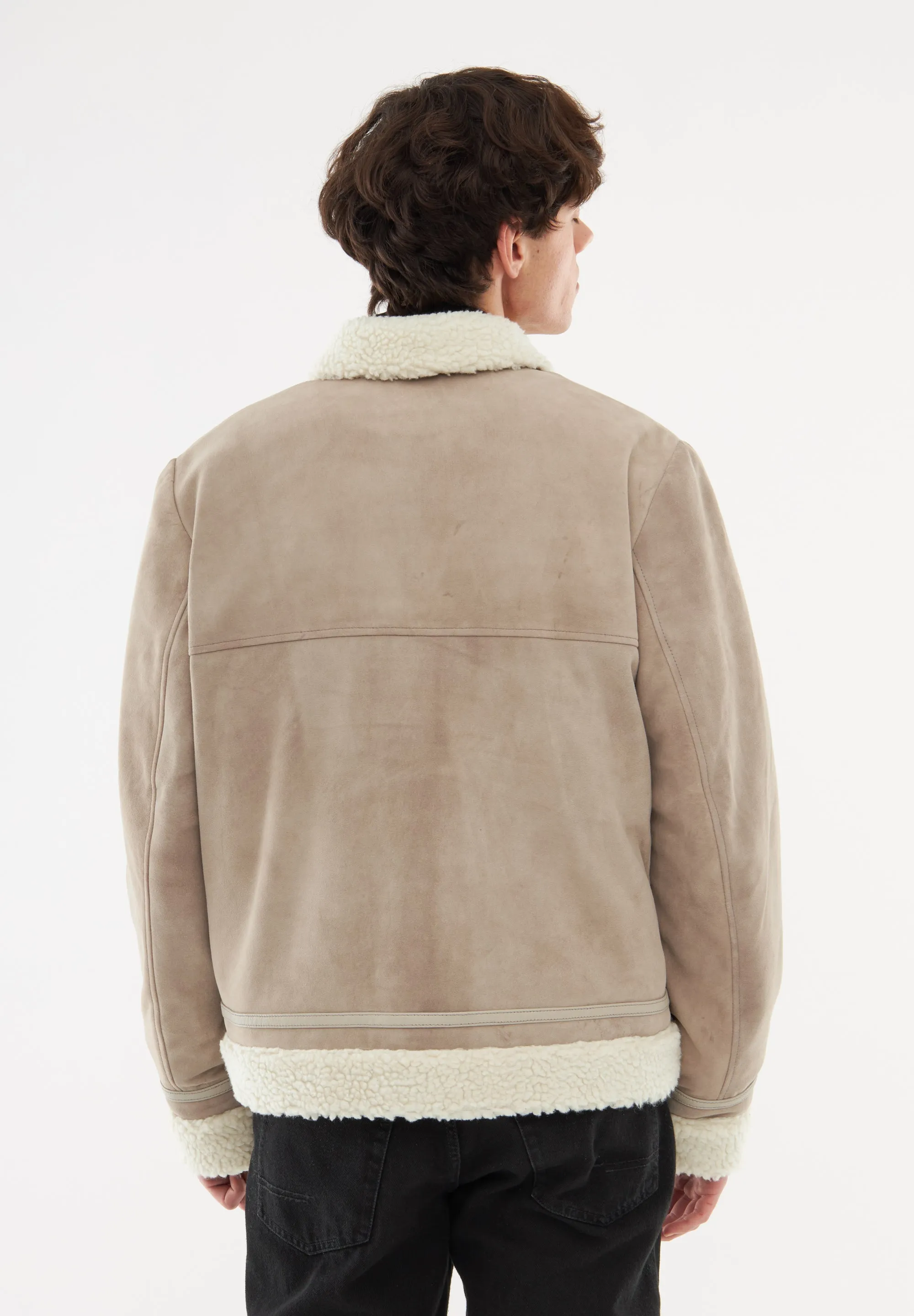 Suede Shearling Patch Jacket