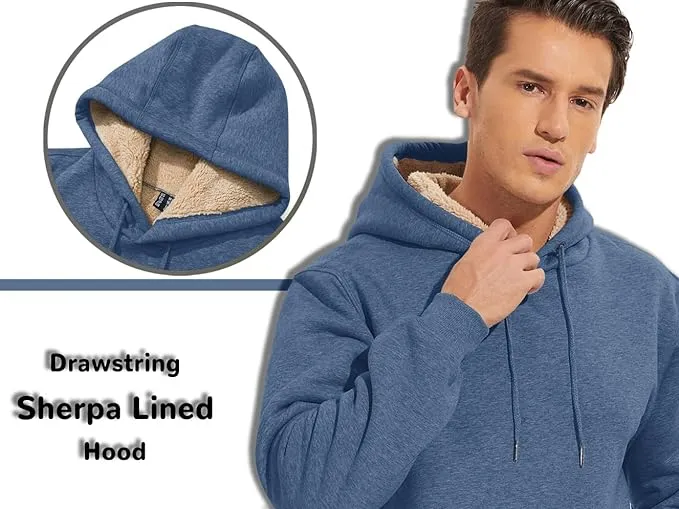 TACVASEN Men's Hoodie Sherpa Fleece Hoodies Sweatshirt Winter Warm Hooded Pullover with Kangaroo Pocket