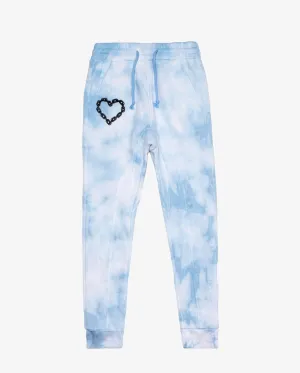 TGC Chain Heart Fleece Joggers - Blue Tie Dye